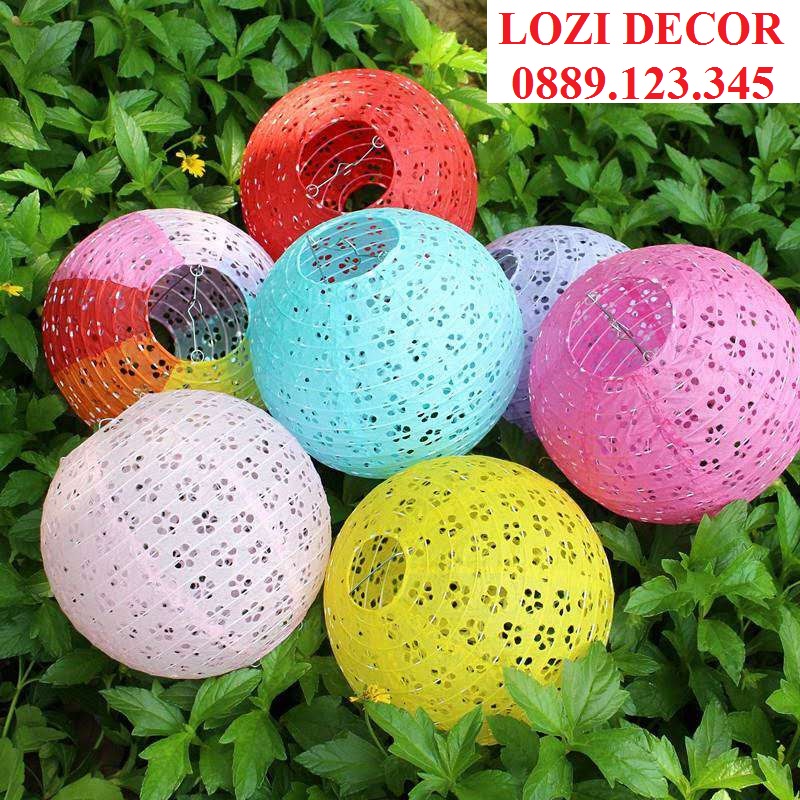Đèn lồng giấy đỏ hoa văn xuyên ánh sáng trang trí lễ tết, trung thu, noel, giáng sinh ,bày cửa hàng, nhà cửa, lễ hội nhiều màu sắc kích cỡ (DL07)