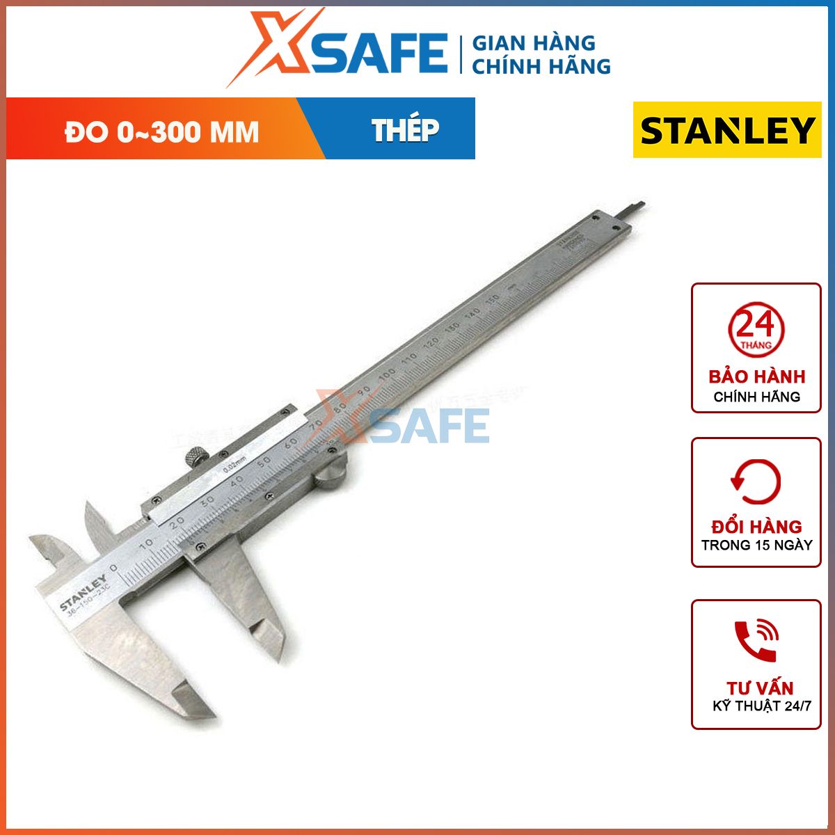 Thước kẹp cơ siêu chính xác Stanley 200mm thước cặp thép siêu cứng chống rỉ chuẩn xác tuyệt đối sửa chữa cơ khí tiện kim loại