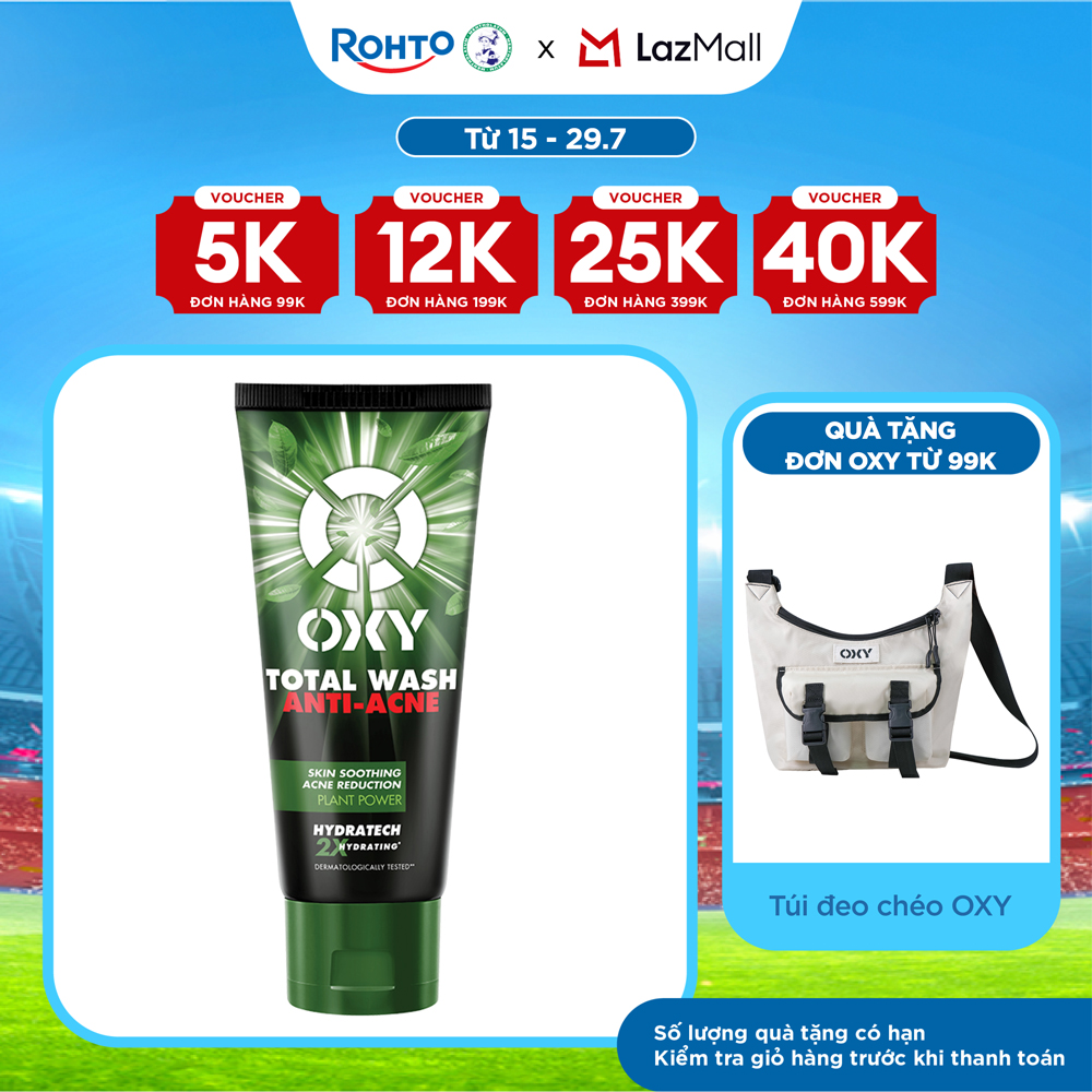 Sữa rửa mặt cho nam Oxy sạch sâu giảm mụn kiểm soát nhờn dạng kem Oxy Total Anti Acne 100g