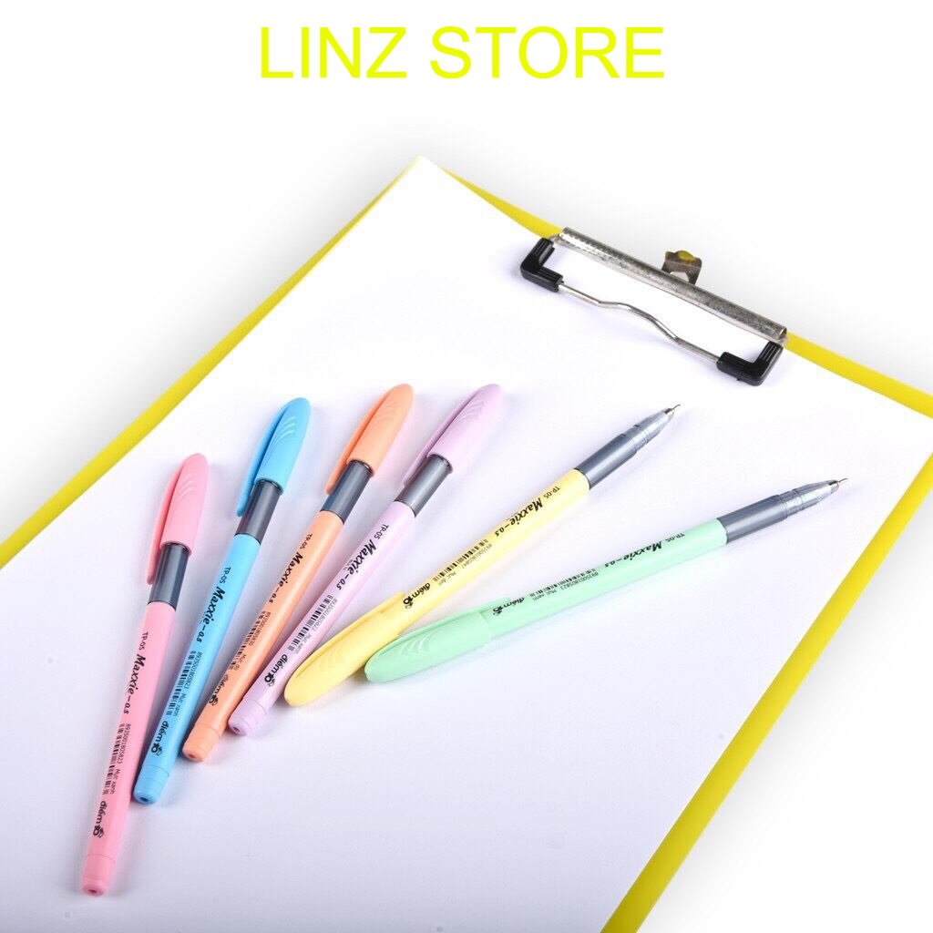 Bút bi maxie điểm 10 tp-05 - ngòi 0.5mm, bút nhẹ, 4 màu vỏ xinh xắn, mực xanh. linzstore89