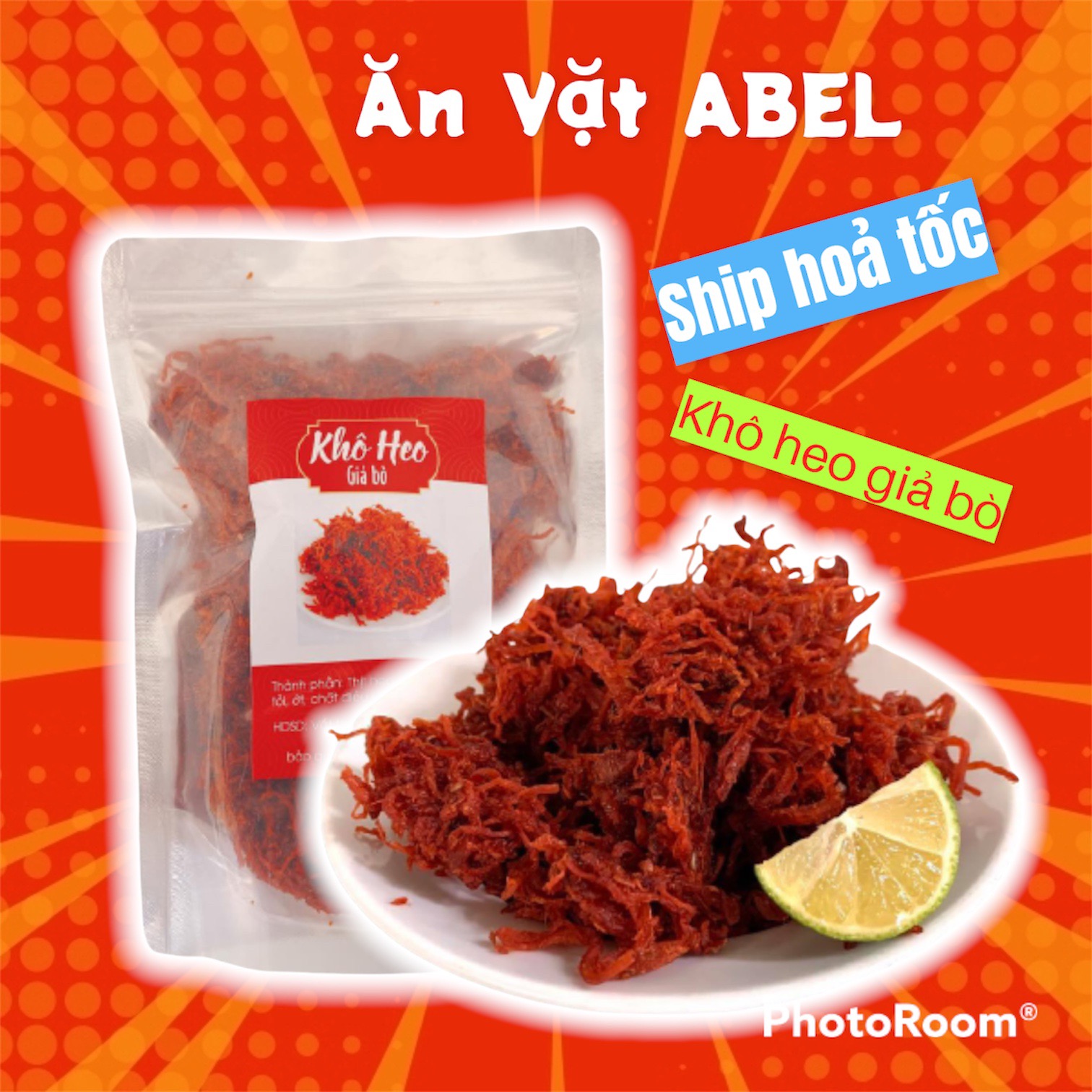 Khô bò xé sợi siêu ngon ( heo khô giả bò ) loại 400 gram , Thịt bò khô cực hấp dẫn , Ăn Vặt ABEL