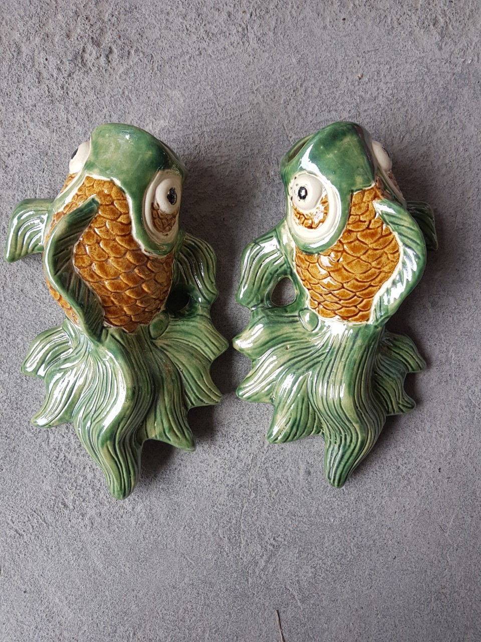 chậu/bình gốm sứ con cá treo tường