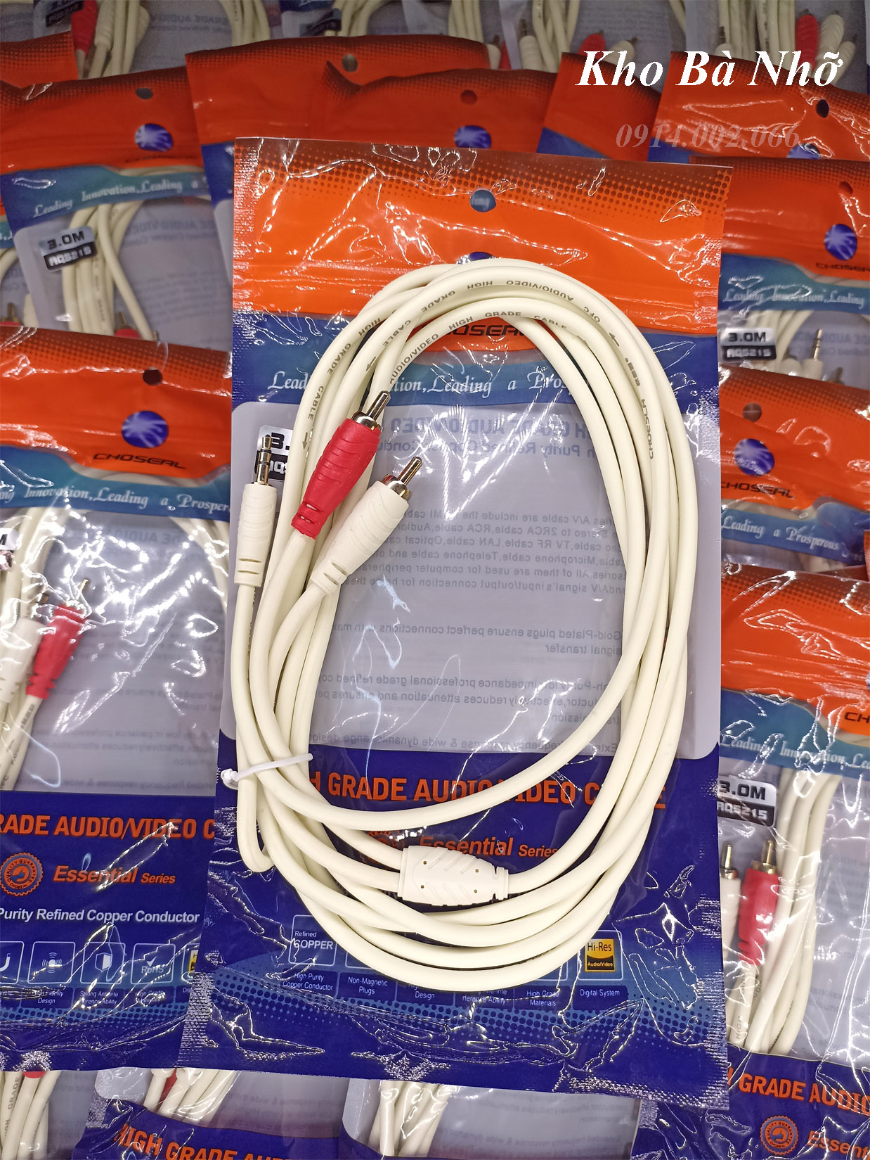 (3m). Dây 3.5mm ra 2 AV chính hãng CHOSEAL. ( mẫu mới 2020)