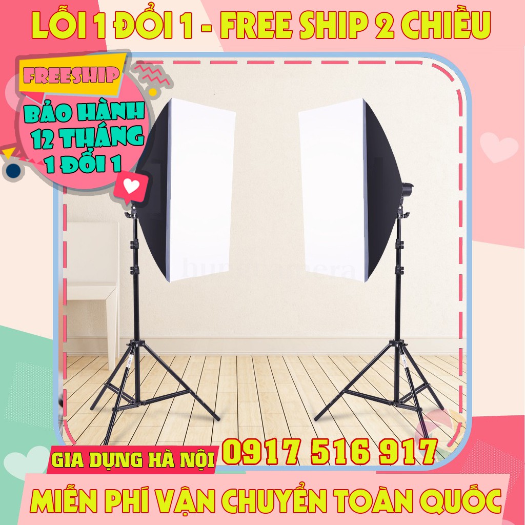 Bộ Đèn Studio Chụp Ảnh Sản Phẩm Chân Đèn 2m Kèm Softbox 50x70 Hỗ Trợ Sáng, Có Thể Mua Kèm Bóng 150W