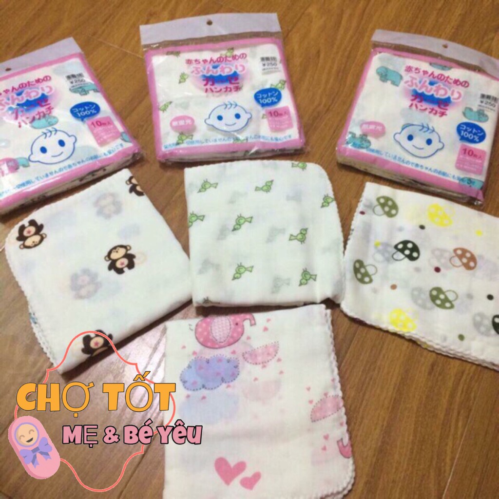 Set 10 khăn xô sữa xuất nhật hoa văn