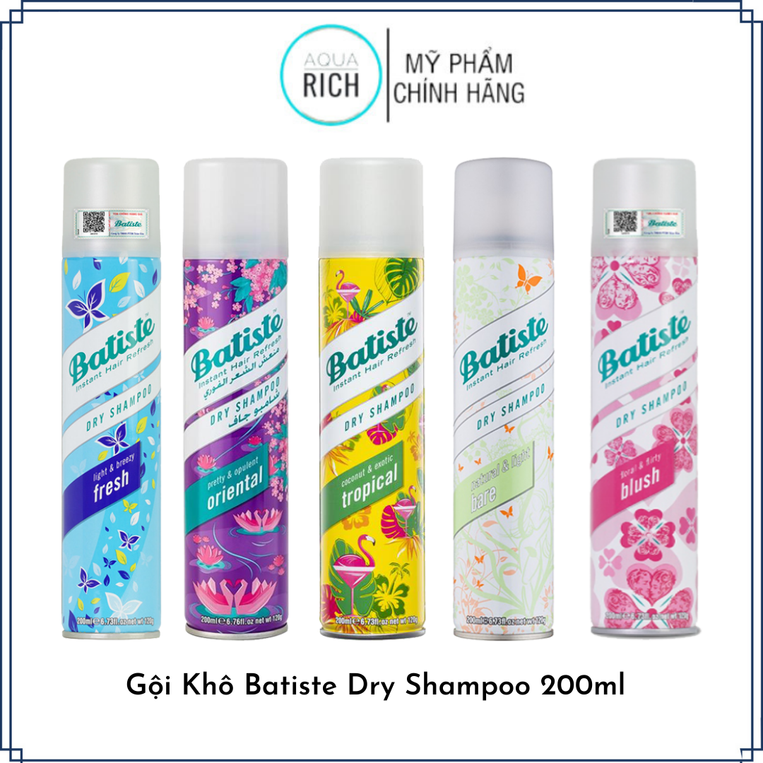 Dầu Gội Khô Batiste Dry Shampoo 200ml - Thơm - Nhanh