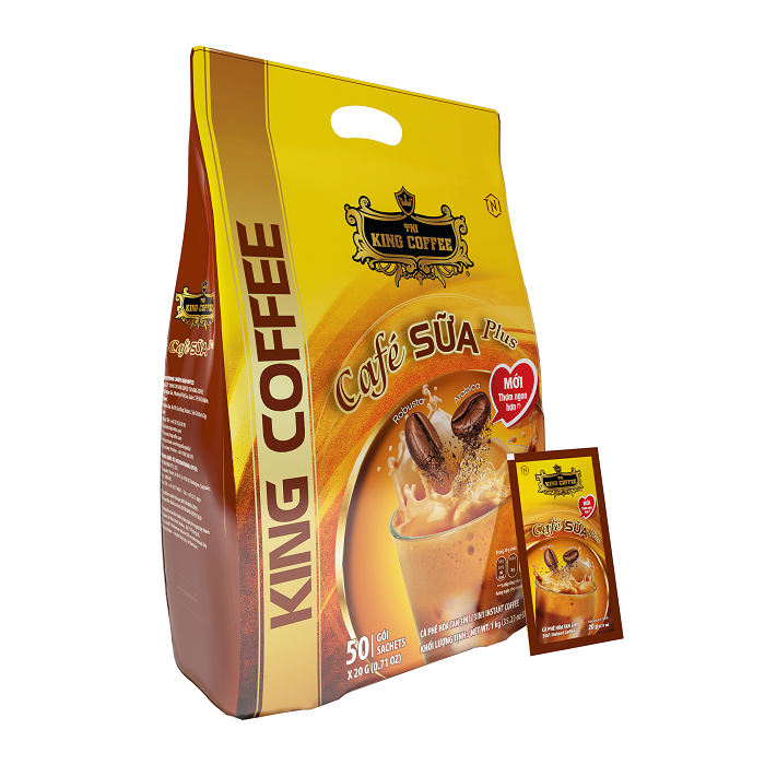 Cà phê sữa plus hòa tan 3in1 king coffee – túi 50 gói x 20g