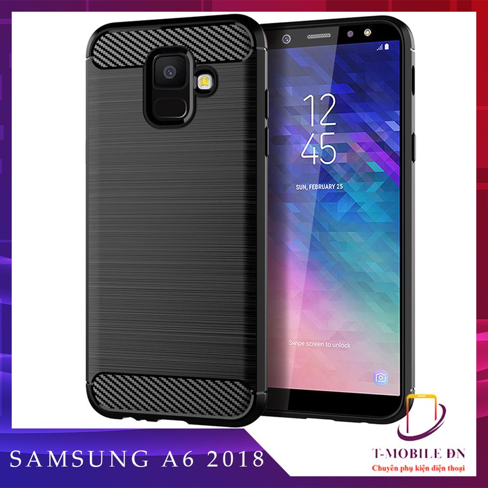 Ốp lưng Samsung A6 2018 ốp silicone mềm Carbone phay xước chống sốc chống vân tay