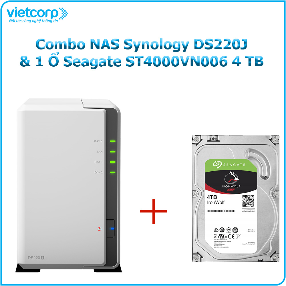 Khuyến Mãi Combo Thiết bị lưu trữ NAS Synology DS220J và 1 Ổ cứng Seagate