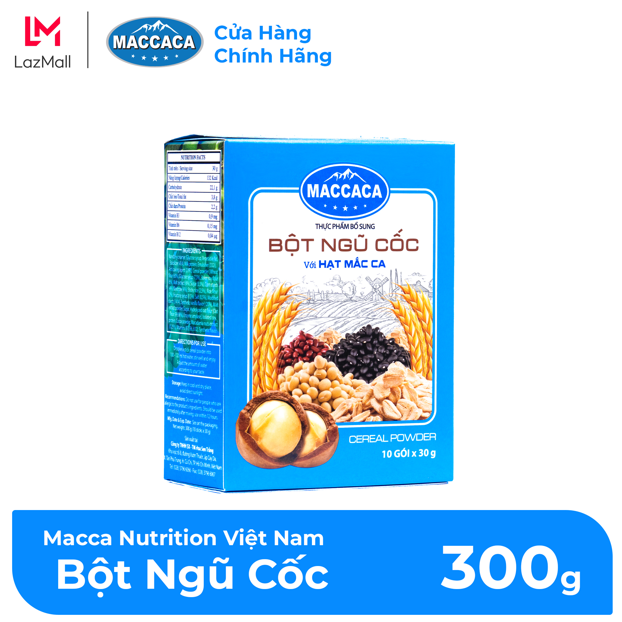 Maccaca Bột Ngũ Cốc với hạt Mắc ca
