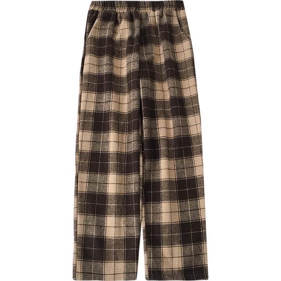 Quần Ống Rộng Kẻ Caro Dáng Dài Ulzzang Unisex Cạp Chun- Quần Culot Kẻ Nhiều Màu
