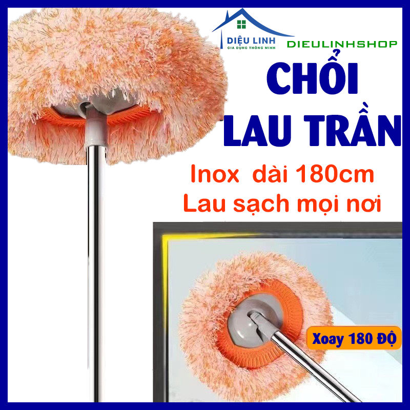 Chổi quét trần nhà Đa Năng Tiện Dụng Hình Tròn Hoa Hướng Dương Dài 1.8 met Xoay Linh Hoạt tramanhshop