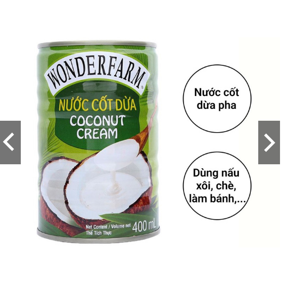Nước cốt dừa eufood và wonderfam lon