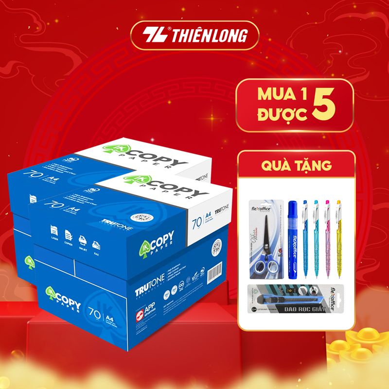 Combo 10 ream Giấy in A4 giấy po IK Copy 70 gsm đều màu không gợn sóng độ dày cao chữ in không lem nhòe 500 tờ/Ream