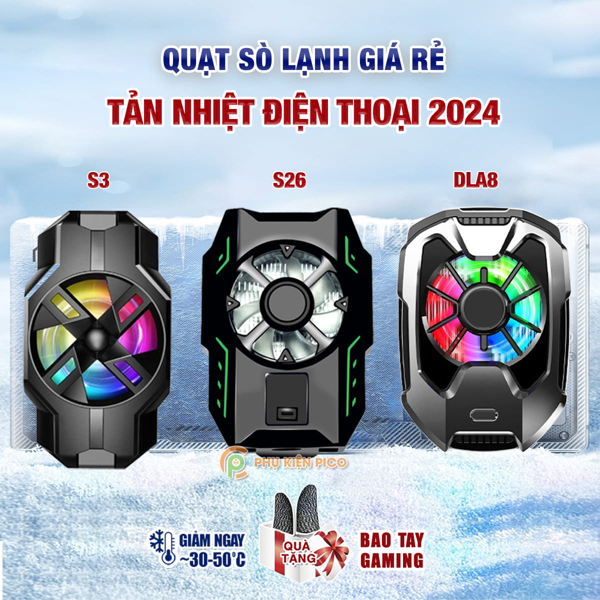 Quạt tản nhiệt điện thoại sò lạnh X94 /S3 / S26 / DL22 / DLA8 / Memo DL05 ngàm kẹp làm mát điện thoại livestream chơi game