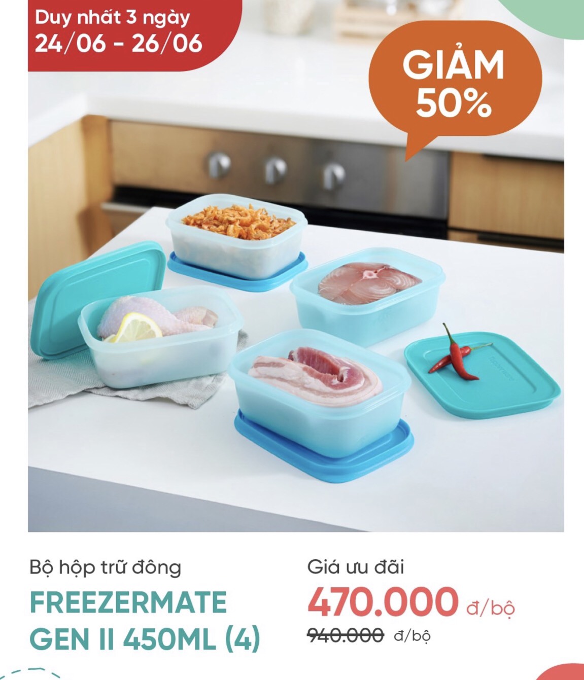 Tupperware official store - bộ hộp freezermate gen ii 450ml lazada chính hãng 100%