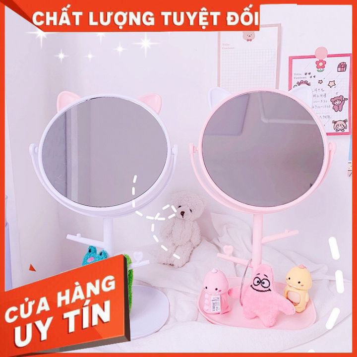 Gương tai mèo để bàn đế tròn