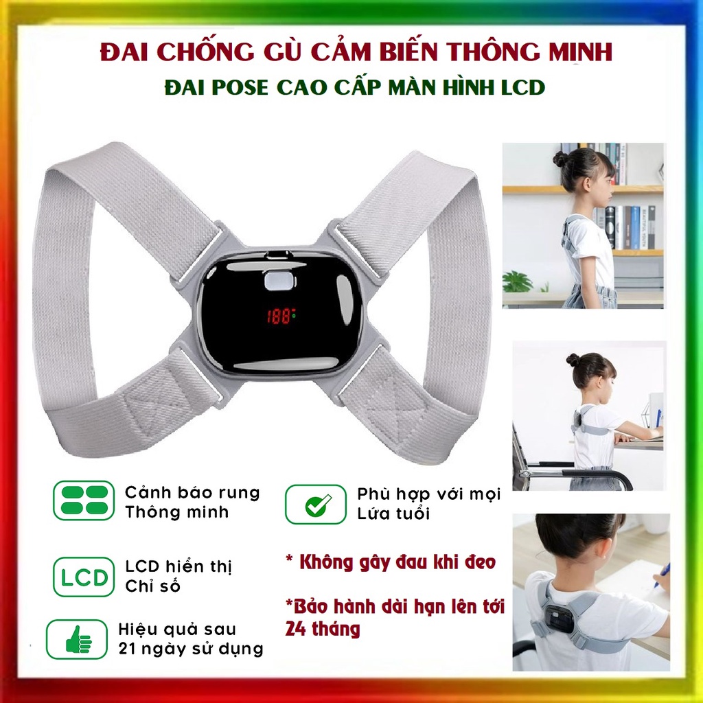 Đai Chống Gù Lưng Rung Cảm Biến Điện Tử Thông Minh Nhật Bản - Đai chống gù lưng trẻ em loại cao cấp, Bảo Hành 12 Tháng