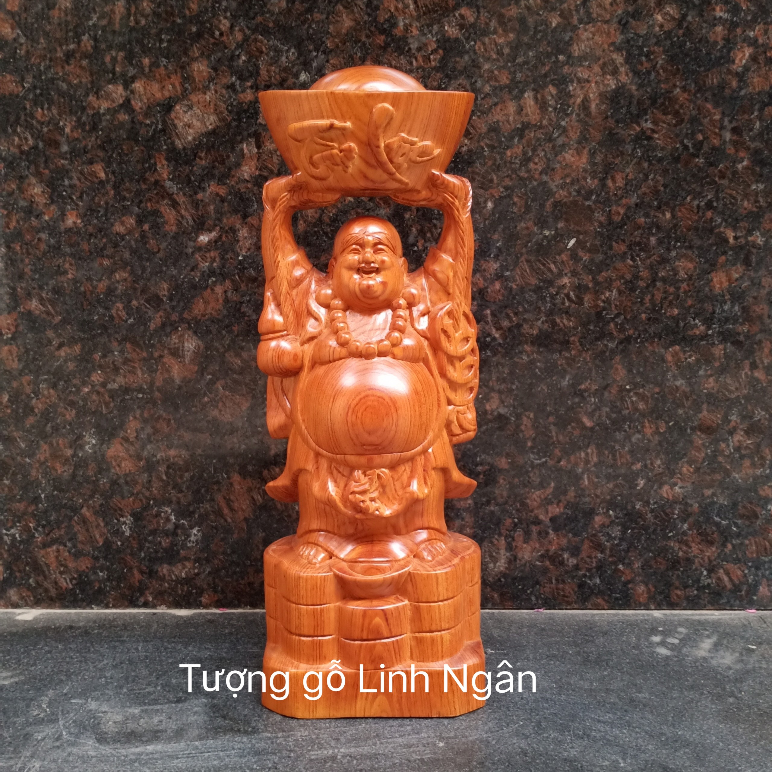 Tượng phật di lặc dâng vàng cao 40 (cao 40, ngang 15, sâu 11 cm)