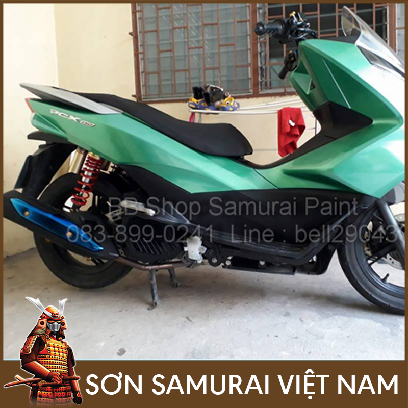 Sơn samurai xanh ngọc - Combo màu xanh Ngọc Bích 1380 sơn xịt samurai