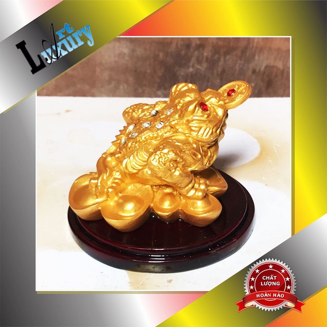 Cóc ba chân  Ngậm Tiền Vàng Phong Thủy cao 6 cm - Luxury Art