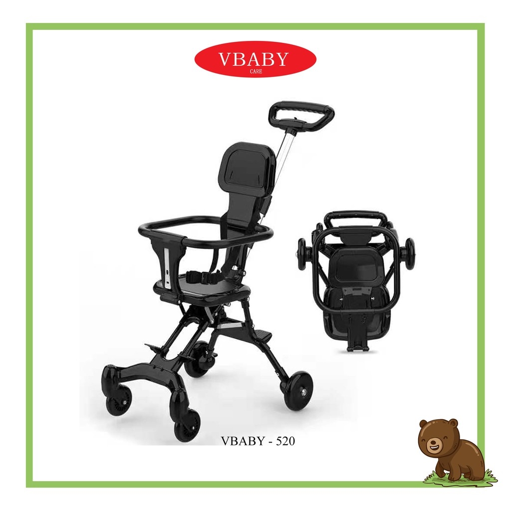 Xe đẩy cho bé Xe đẩy gấp gọn em bé đi du lịch siêu gọn nhẹ VBABY 520
