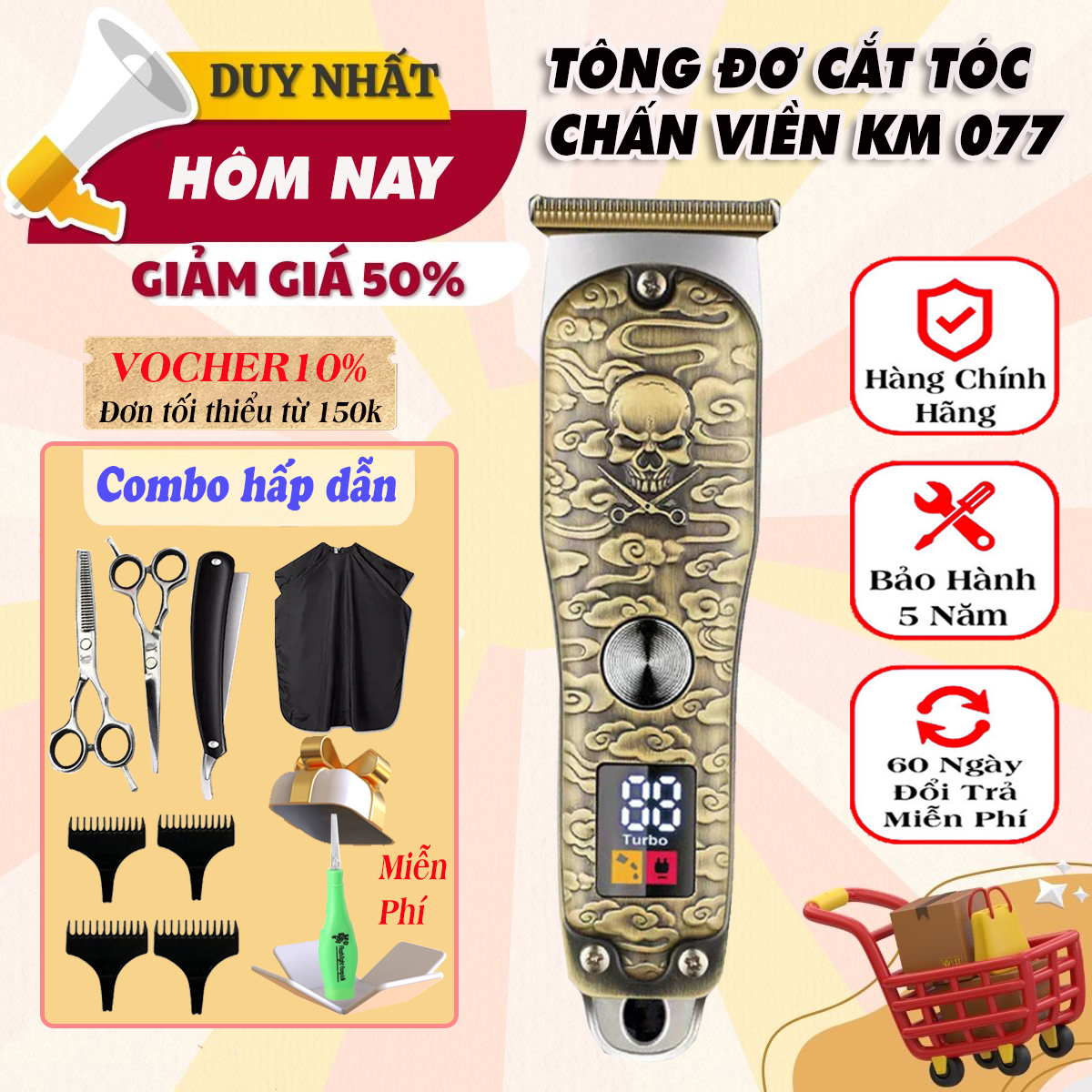 Tông đơ cắt tóc cao cấp KM 077, Tông đơ cắt tóc chấn viền nam, Tông đơ cắt tóc loại tốt ,Tông đơ cắt tóc chính hãng,Tăng đơ hớt tóc máy cắt tóc người lớn, trẻ em