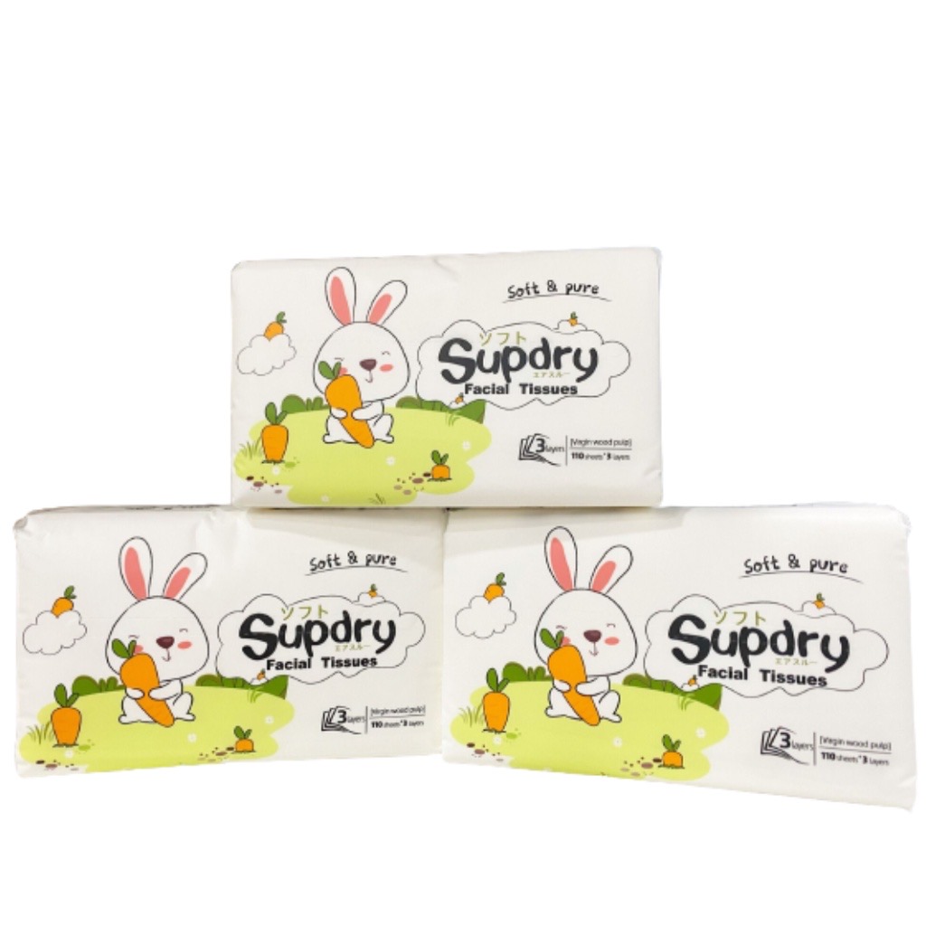 Khăn giấy khô supdry facial cao cấp gói 110 tờ/ 3 lớp