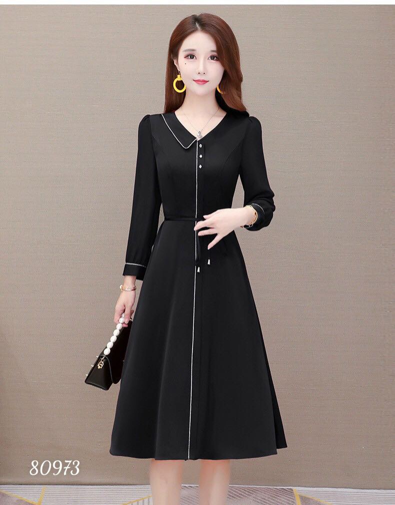 [HCM]ĐẦM CÔNG SỞ DÀI TAY PHỐI VIỀN SANG TRỌNG-D06