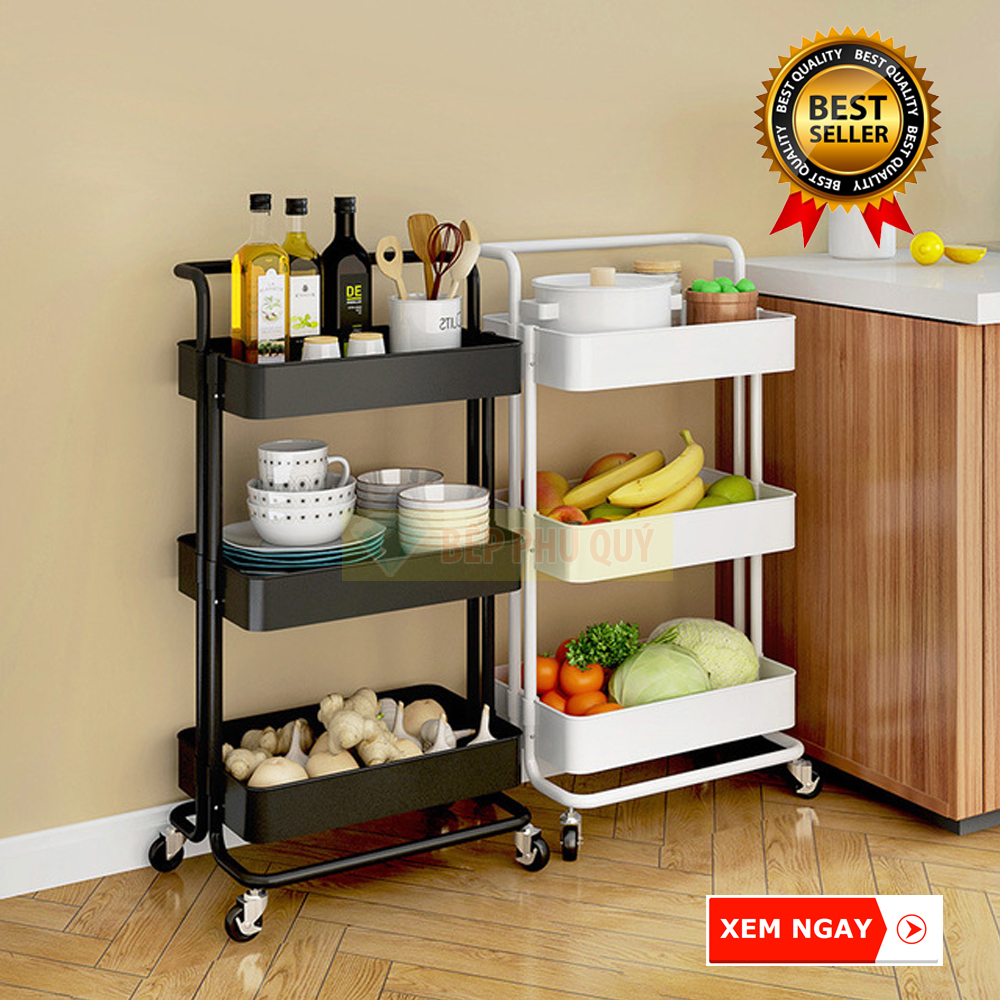 Kệ để đồ 3 tầng đa năng có bánh xe - ke de do 3 tang da nang co banh xe di chuyen nhuavietnhat