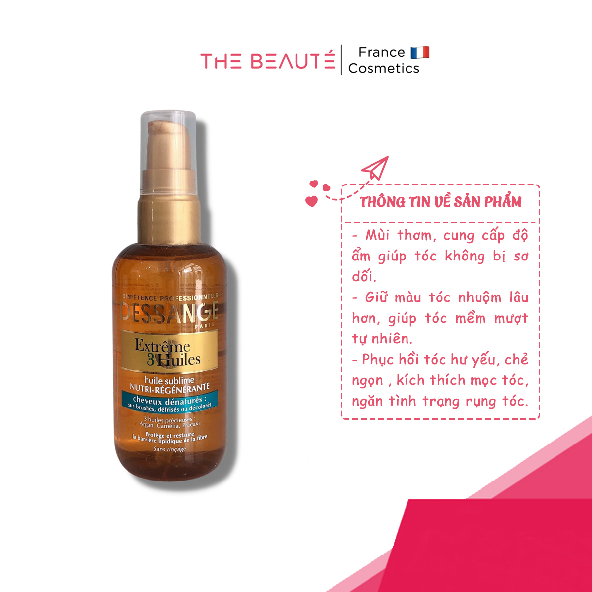 Dầu dưỡng tóc dessange extreme 3 huiles 100ml