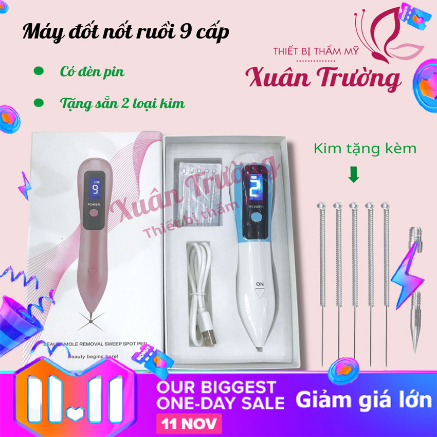 Máy đốt nốt ruồi, máy đốt mụn thịt tàn nhang 9 cấp độ có đèn chiếu sáng, bút đốt nốt ruồi, xóa tàn nhang