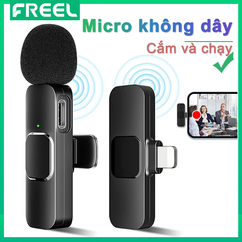 Micro Lavalier Không Dây Cho Iphone Và Android, Micro Ve Áo Không Dây Cắm Và Phát, Micro Mini Kẹp Cho YouTube Facebook Live Stream Vlog Phỏng Vấn Tiktok