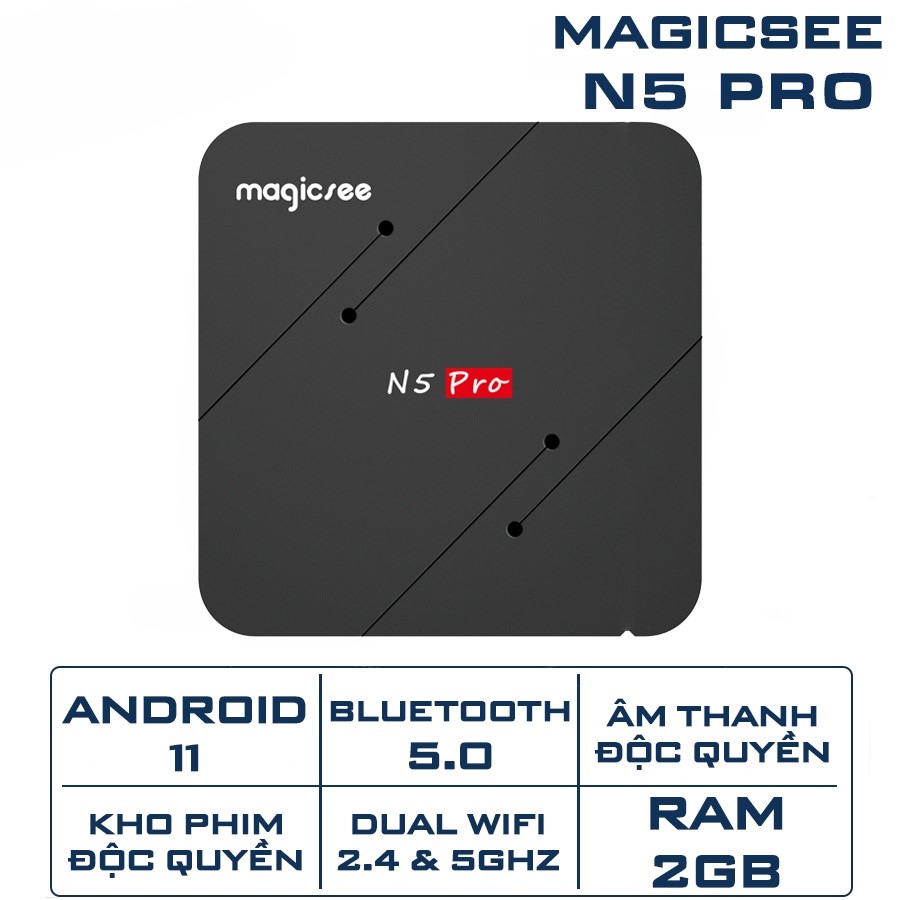 Android tivi box Magicsee N5 pro - Android 11 - Ram 2GB - Chip S905W2 phiên bản 2023