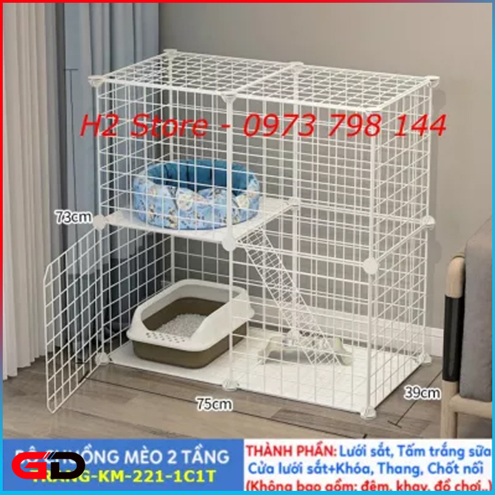 [ MỚI VỀ ] Chuồng chó, chuồng mèo 2 tầng lắp ghép đa năng sơn tĩnh điện không gỉ.