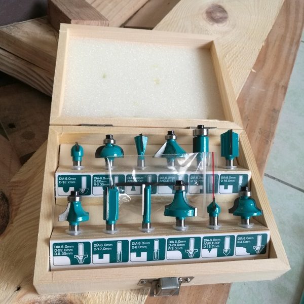 Bộ mũi phay gỗ 6mm 12 chi tiết total tacsr0121