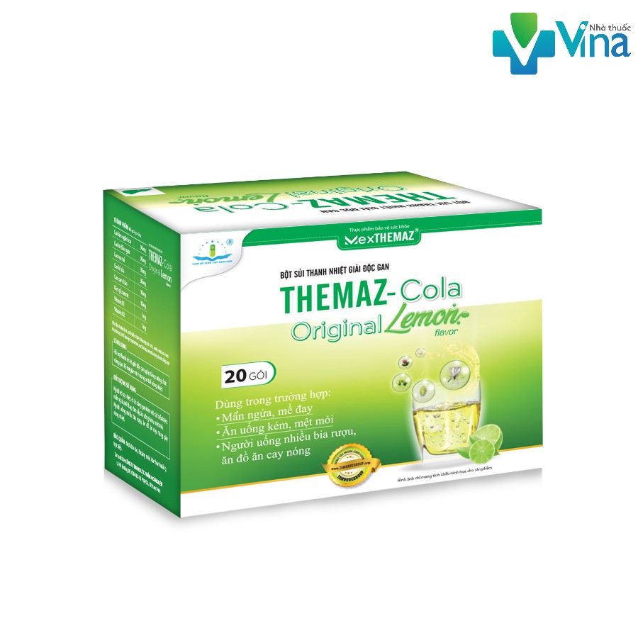 Bột sủi thanh nhiệt giải độc gan Themaz Cola Original - Vị Chanh