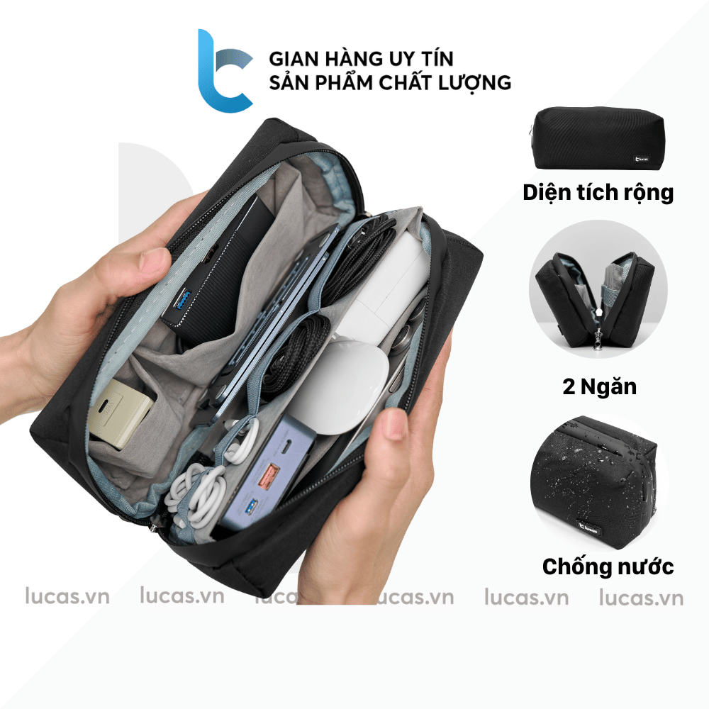 Túi đựng phụ kiện lucas bn24 đựng phụ kiện macbook, điện thoại củ cáp sạc, pin dự phòng, túi đựng đa năng chống nước