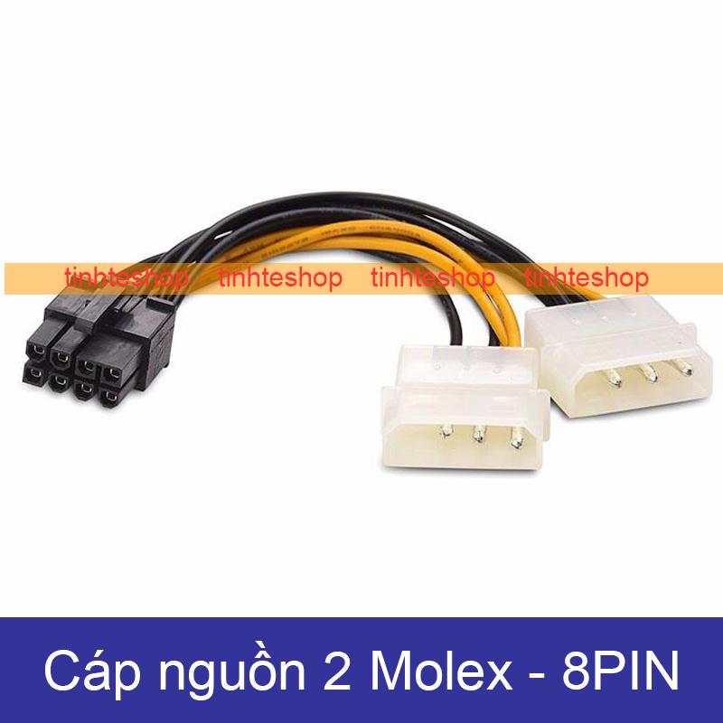 Dây đổi nguồn 2 Molex IDE 4PIN ra 8PIN PCI-E VGA card 20Cm