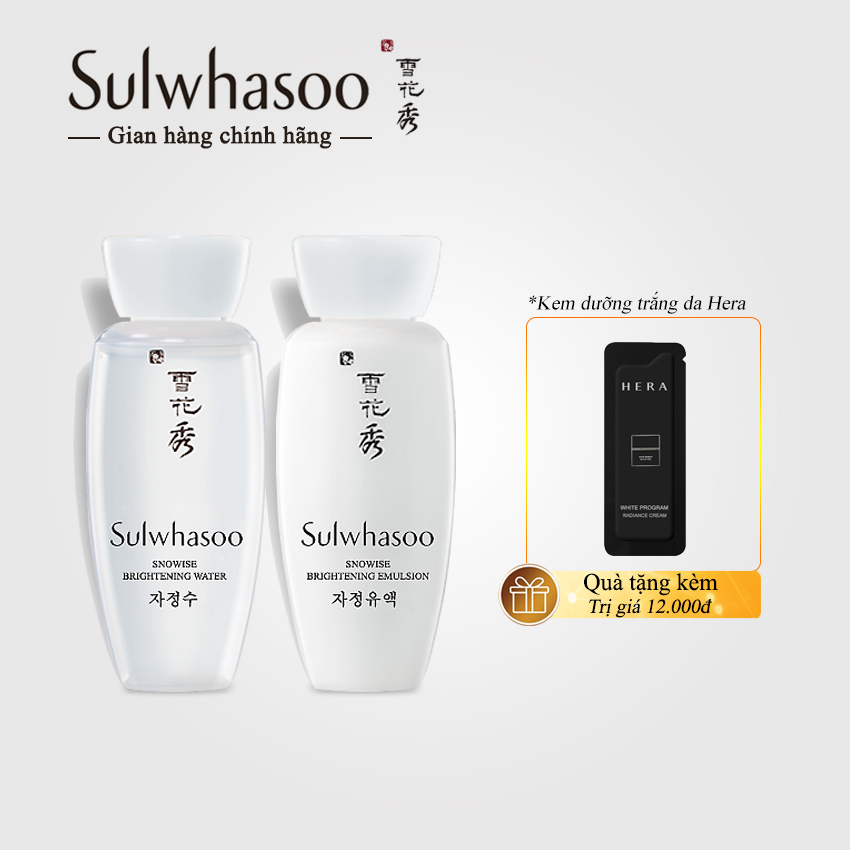 Cặp dưỡng trắng da Sulwhasoo Snowise Brightening 30mlx2 - Nước cân bằng dưỡng trắng Sulwhasoo; Sữa Dưỡng trắng Sulwhasoo; bộ đôi dưỡng trắng Sulwhasoo; nước hoa hồng trắng da Sulwhasoo