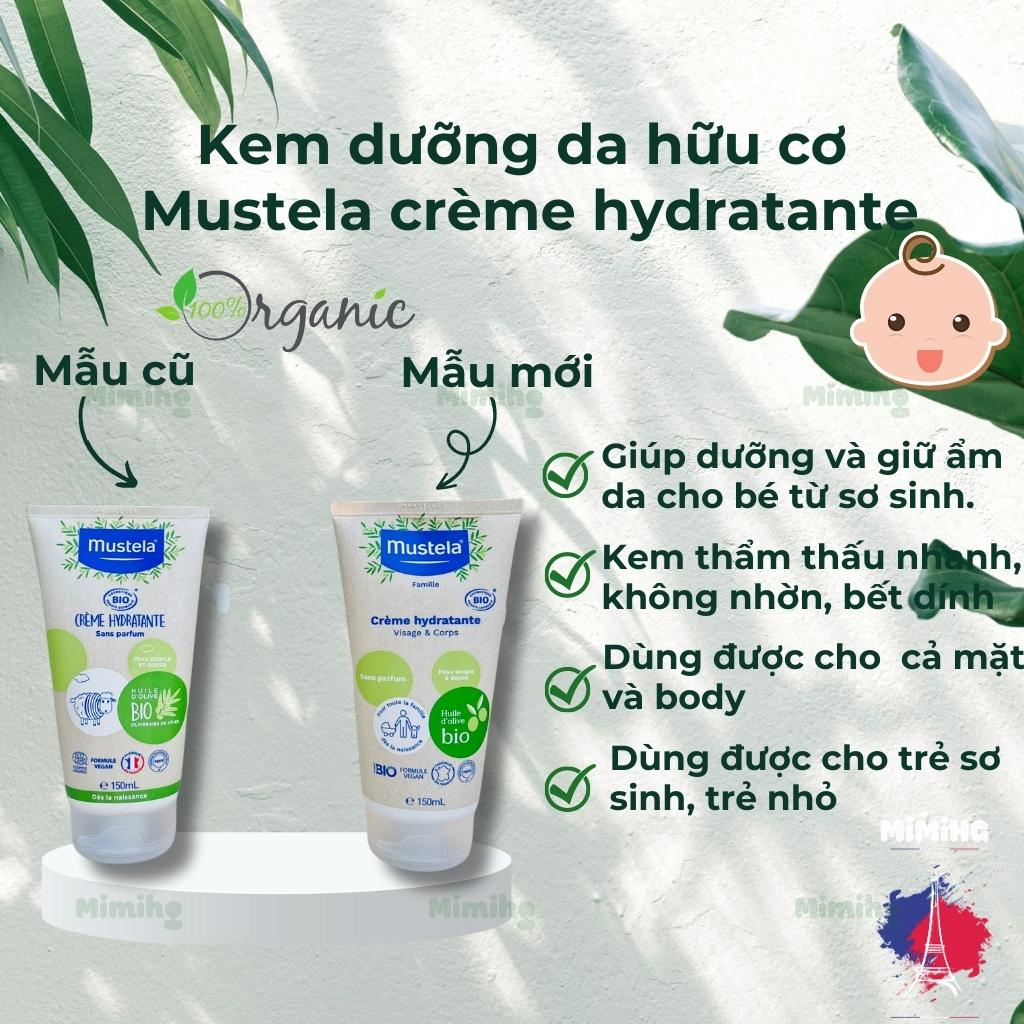 Kem dưỡng da hữu cơ Mustela crème hydratante 150ml, dưỡng và giữ ẩm cho da bé mịn màng - Mimi HG