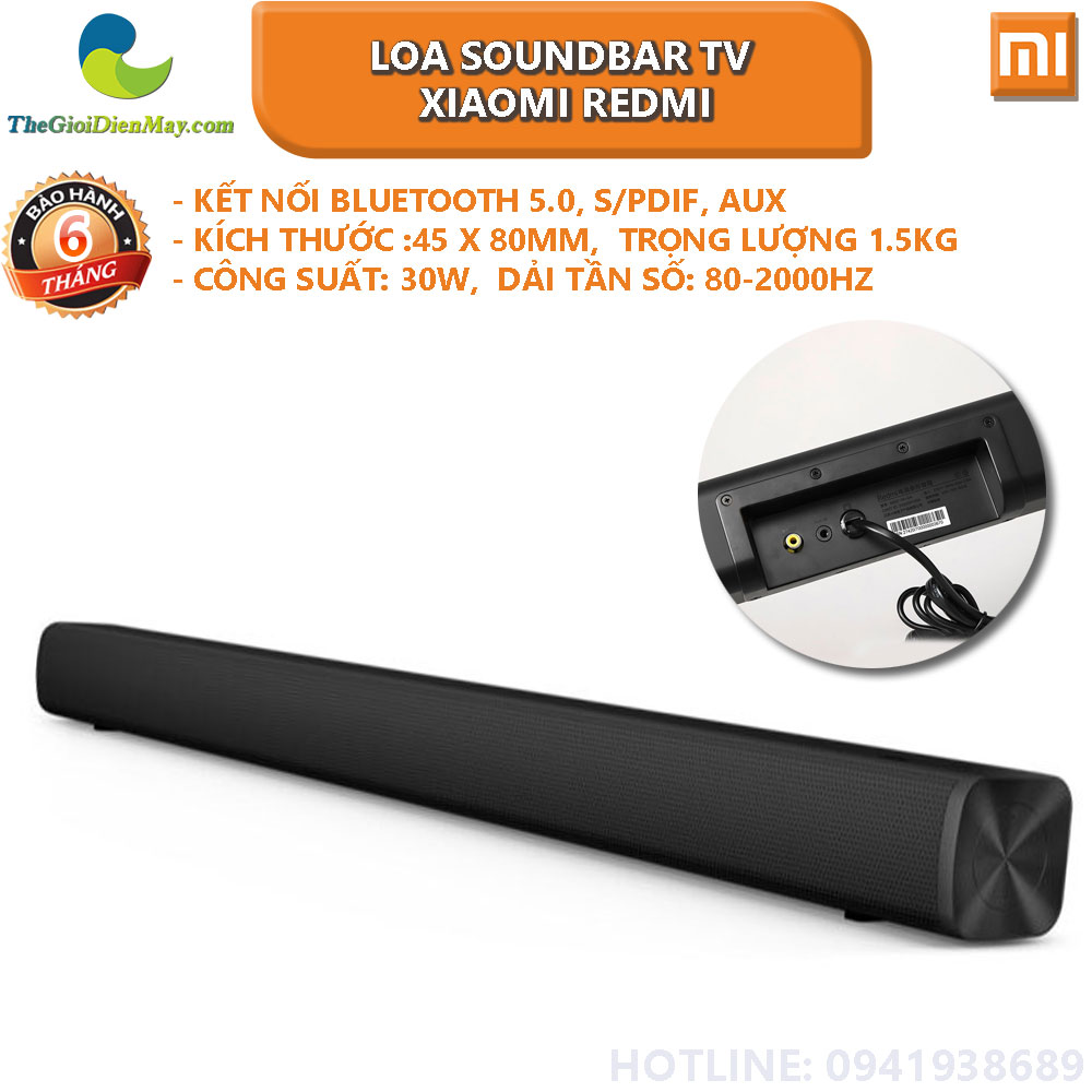 Loa soundbar TV Xiaomi Redmi hỗ trợ Bluetooth 5.0, S/PDIF, AUX - Bảo hành 6 tháng - Shop Thế Giới Điện Máy