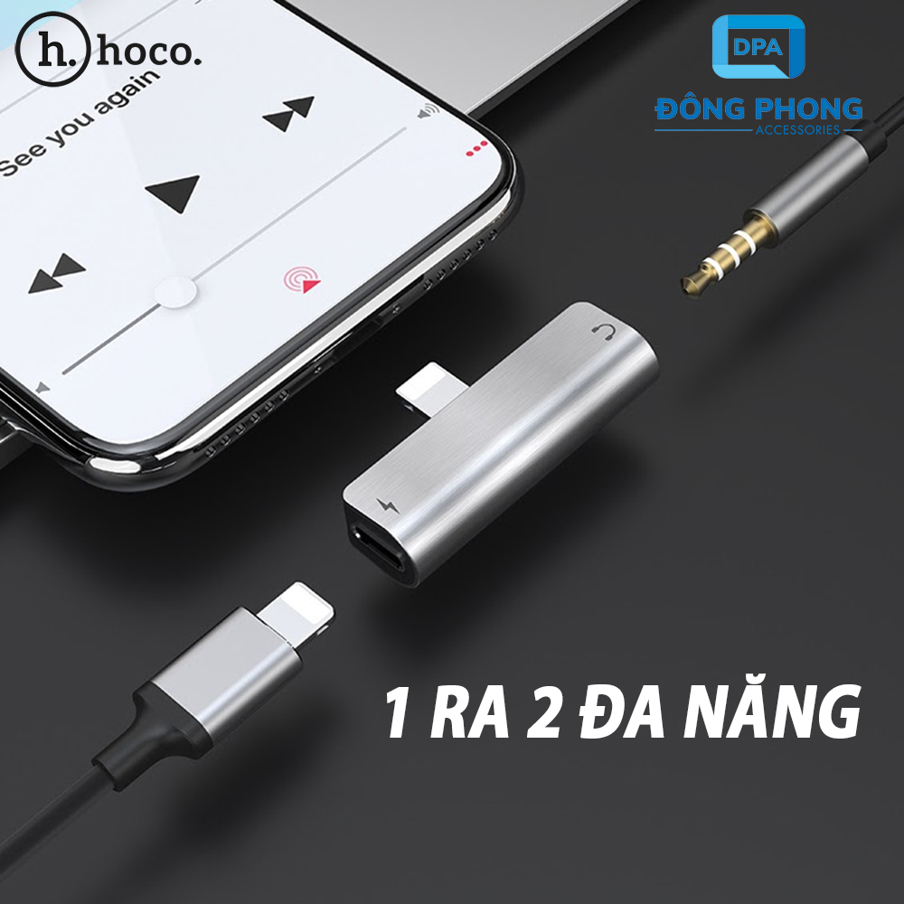 Jack chia cổng lightning ra 3.5mm 1 ra 2 chính hãng hoco ls25