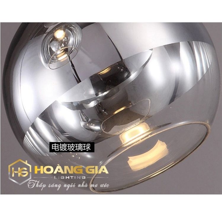 Đèn thả hiện đại -  Đèn thả bàn ăn - Đèn thả bàn ăn chao thủy tinh tráng bạc - Tặng kèm bóng LED chuyên dụng - Bảo hành 12 tháng