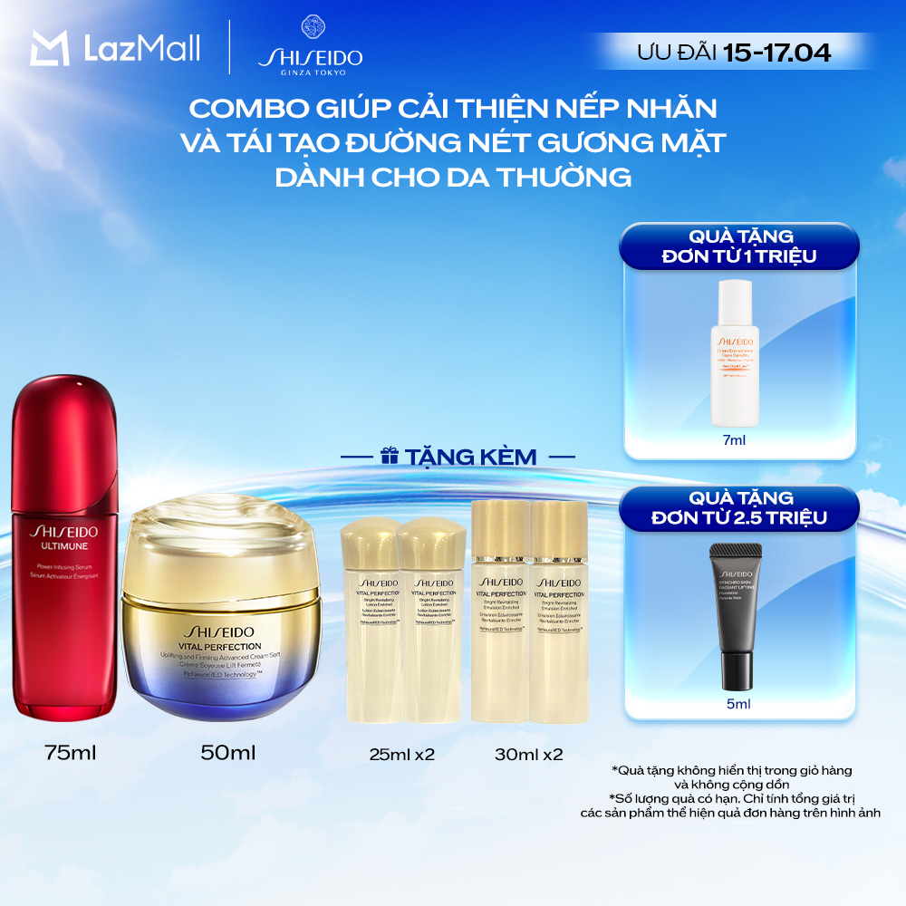 Combo Tinh chất 75ml  Kem dưỡng Vital Perfection Uplifting and Firming Advanced Cream Soft 50ml