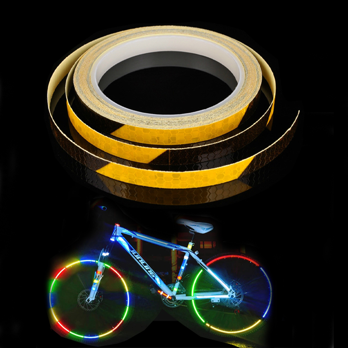 Cuộn băng dính phản quang 8m*1cm dán trang trí xe đạp/ xe máy/ ô tô nổi bật ban đêm, cảnh báo an toàn KAVISOTA