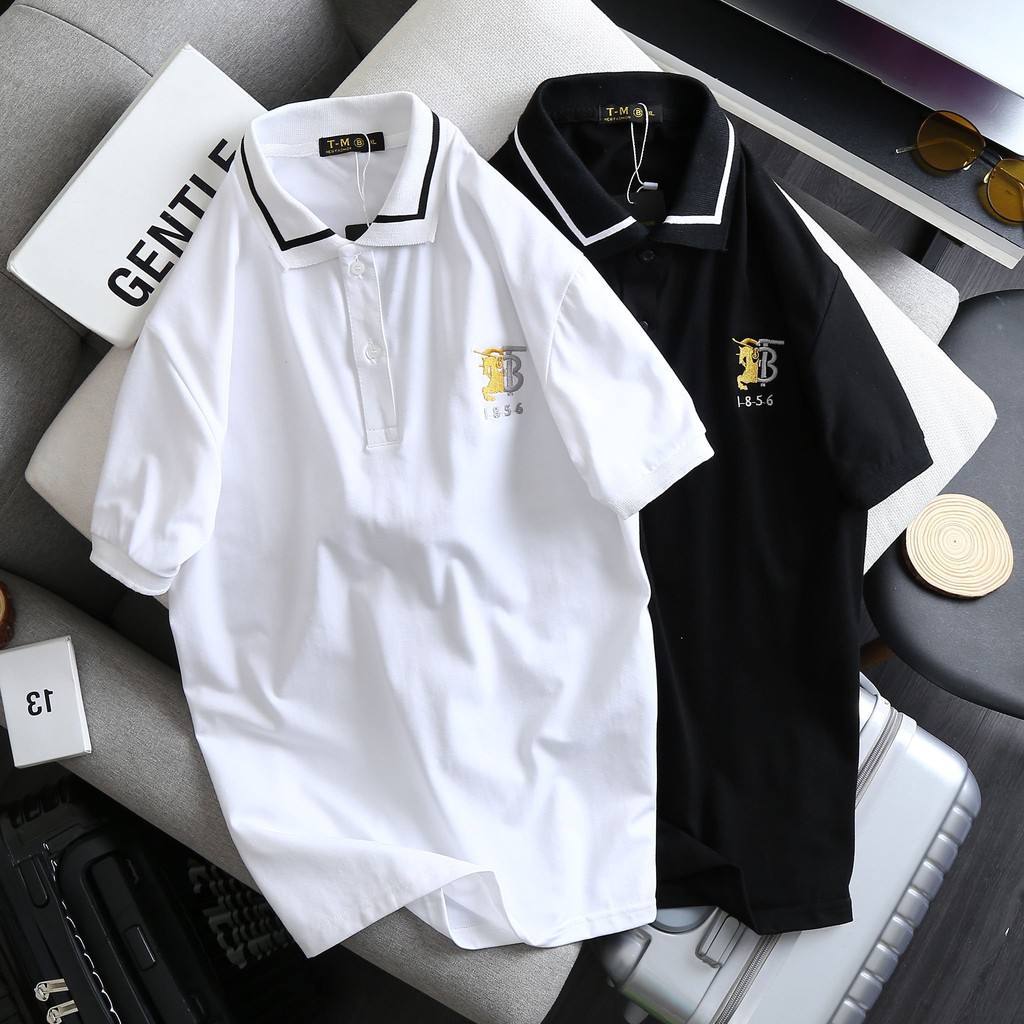 Áo thun nam nữ áo polo cổ bẻ burberry thêu 1856 tb