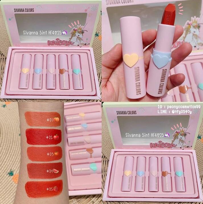 Set 5 cây son thỏi Unicorn Sivanna Color - Thái Lan