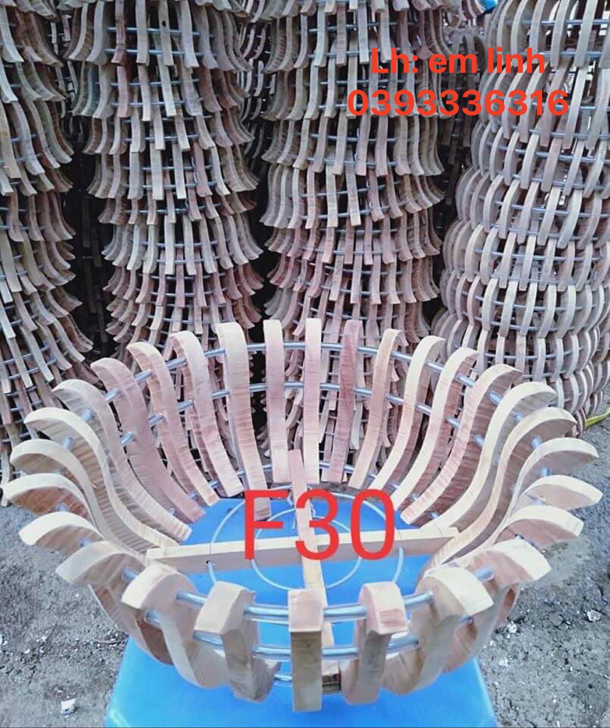 Chậu gỗ (giỏ gỗ) trồng lan kiểu Sen Size 30 (gỗ nhãn) - tặng lưới lót chậu, móc bọc nhựa 80cm ko rỉ