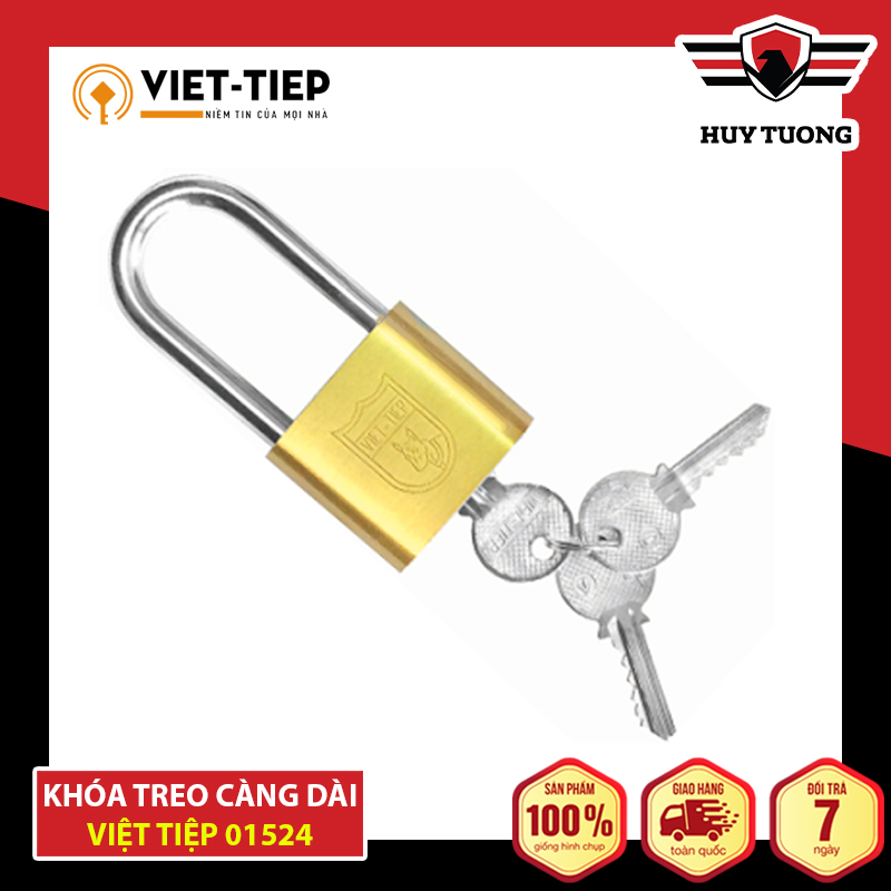 Ổ khoá việt tiệp cầu dài Việt Tiệp 101 x 48 ống phi 8mm, an toàn cao, chống mài mòn bởi các yếu tố môi trường bên ngoài - Huy tưởng